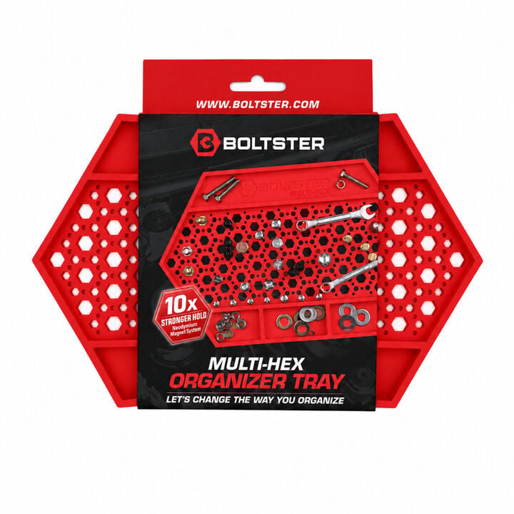 Boltster Multi-Hex Magnetic Fastener Organizer Tray Red