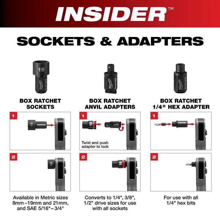 Milwaukee INSIDER Box Ratchet 3/8" Anvil Adapter, large image number 4