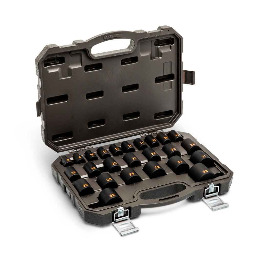 GEARWRENCH 1/2 Inch Drive 6 Point Metric Hi-Viz Impact Socket Set 25 Pieces, large image number 1