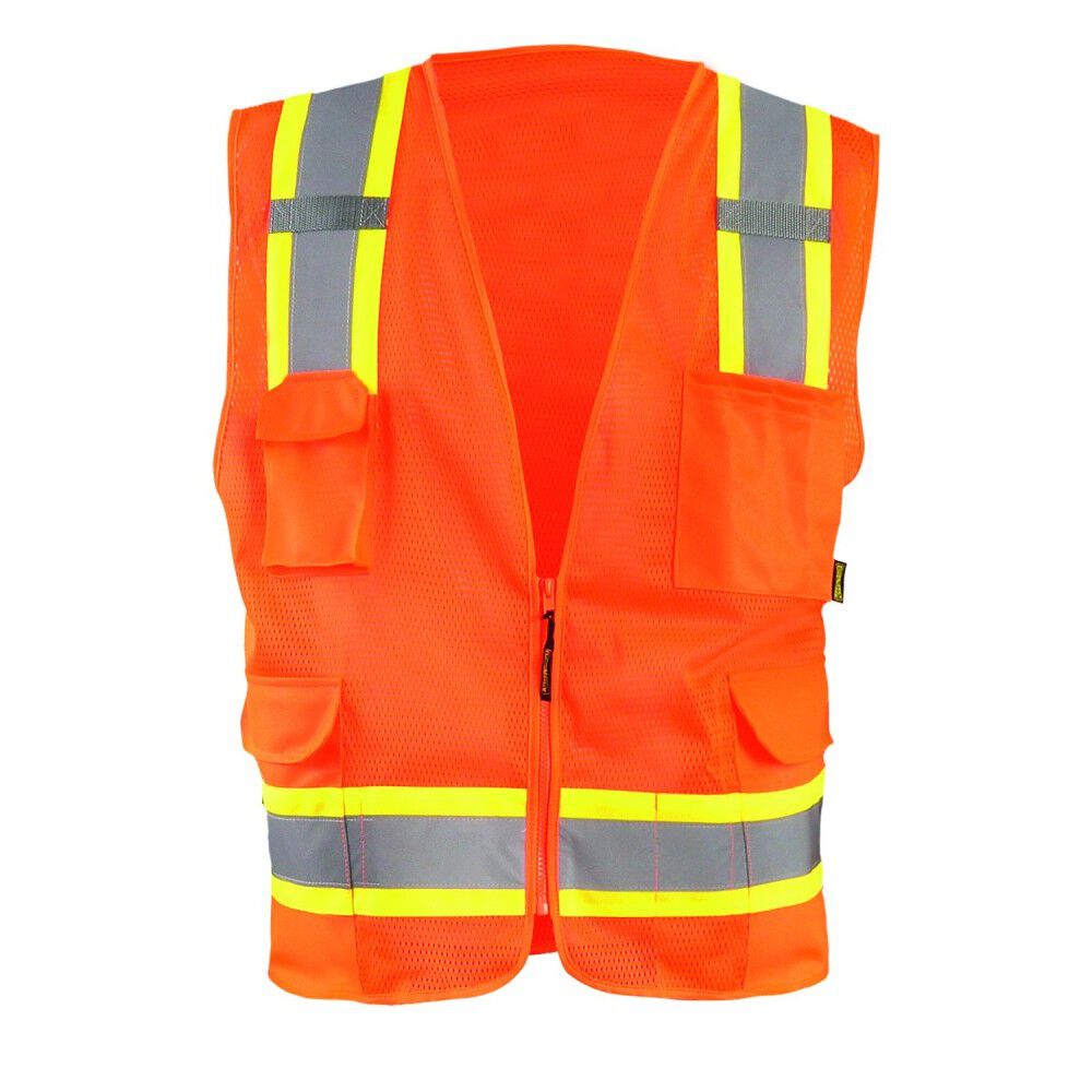 Occunomix Surveyor Safety Vest Orange High Visibility Two-Tone Mesh Size XL - ECO-ATRNSM-OXL