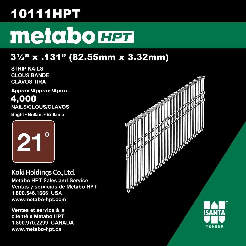 Metabo HPT 3 1/4in Smooth Bright Basic Plastic Strip Nails 4000qty, large image number 3