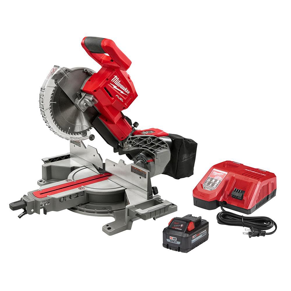 Milwaukee M18 10 Inch Miter Saw Kit with Battery, Folding Miter Saw Stand Bundle, large image number 4
