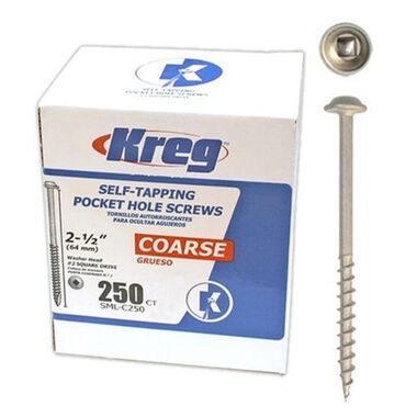 Kreg Pocket Screws - 2-1/2in #8 Coarse Washer-Head 250ct.