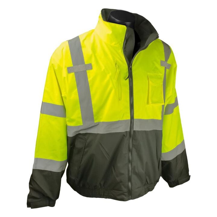 Radians 3-in-1 Deluxe Hi-Viz Bomber Jacket - Green / Black - XL