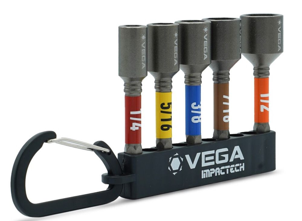 Vega Impactech Mag Nut Driver 2-9/16 Inch Carabiner Bit Set 5 Pieces, large image number 2