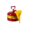 Justrite 2.5 Gal Steel Safety Red Gas Can Type I with Funnel, small image number 2