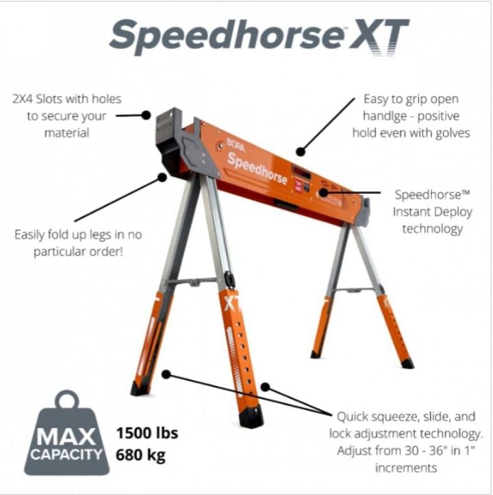Bora Portamate Adjustable Speedhorse XT Sawhorse Work Support System Two Pack, large image number 8