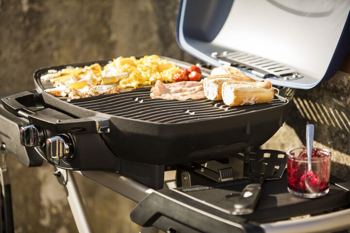 Napoleon TravelQ 285X Portable Propane Gas Grill and Scissor Cart with Griddle Red, large image number 8