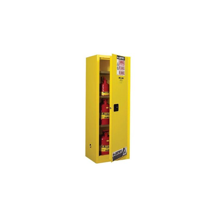 Justrite 22 Gallon Yellow Steel Manual Close Flammable Safety Cabinet, large image number 1