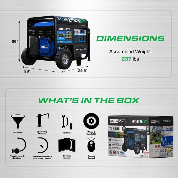 Duromax 15000 Watt Tri Fuel 50 State Portable Generator with CO Sensor, large image number 10