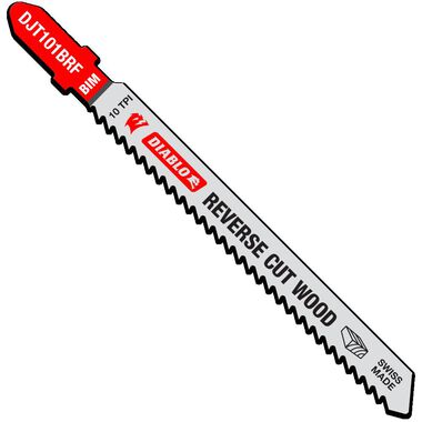 Diablo Tools 4in 10 TPI Bi-Metal T-Shank Jig Saw Blades for Reverse Cuts 5 PK
