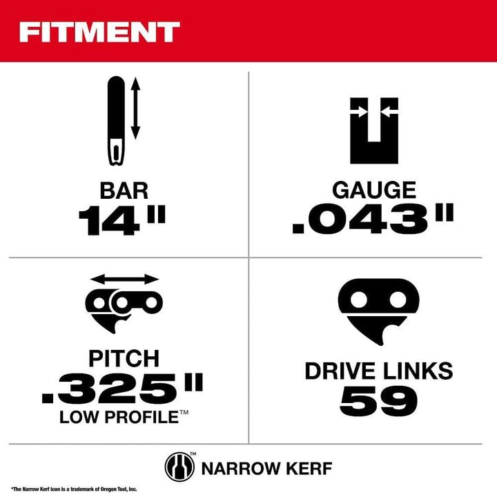 Milwaukee 14 Inch .325 Inch LOW PROFILE Pitch, .043 Inch Gauge Saw Chain, 3 Pack, large image number 3