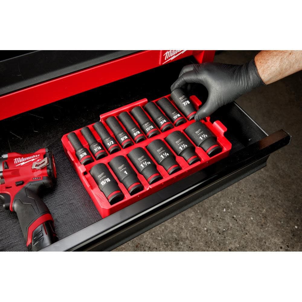 Milwaukee Shockwave Impact Duty Socket 1 2 Dr 15pc Sae Tray Set 49 66 6817 - Image 11