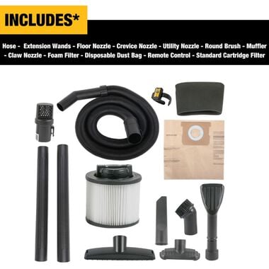 DEWALT 6 Gallon Wall Mounted Wet/Dry Vacuum with Wireless on/off Control, large image number 5