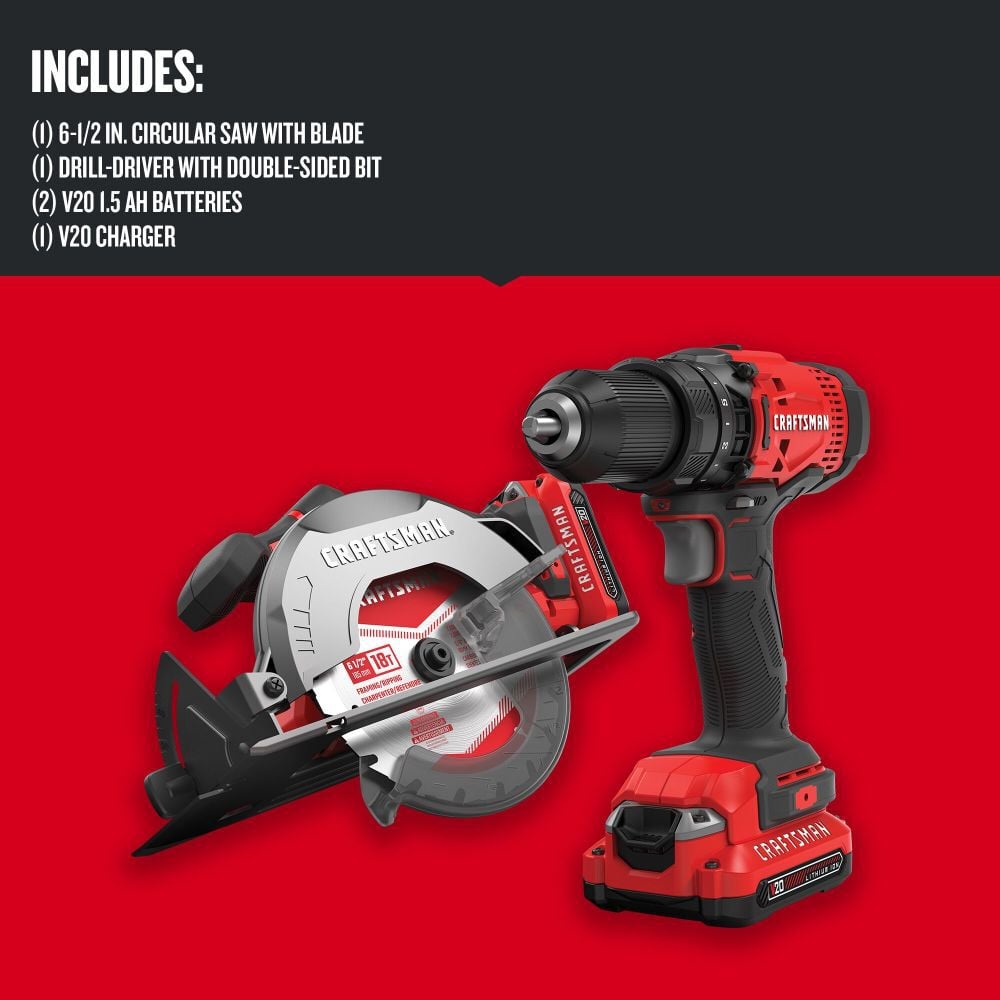 CRAFTSMAN V20* Cordless 2-Tool Combo 2 Battery Kit, large image number 2