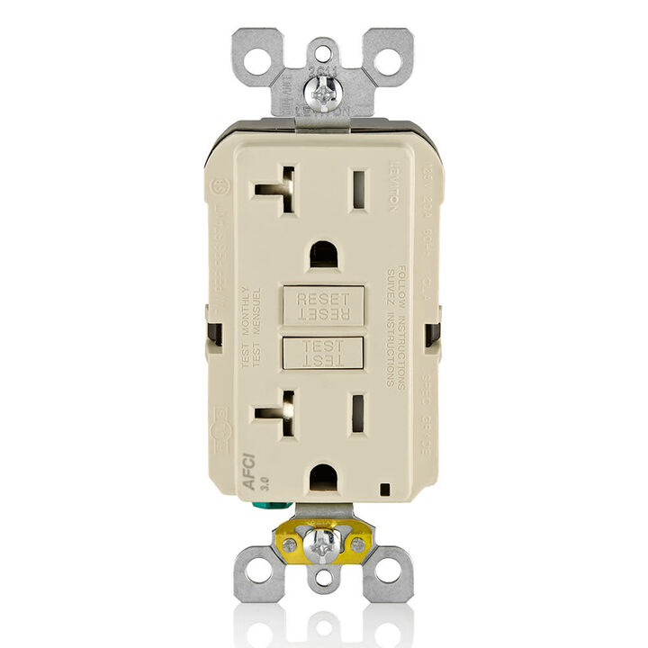 Leviton SmartlockPro AFCI Outlet 20A 125V Duplex Light Almond, large image number 2