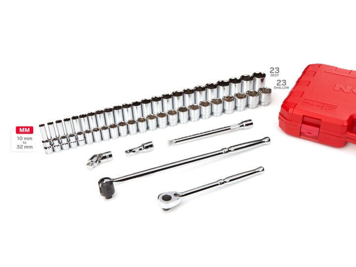 Tekton 1/2 Inch 6 Point Socket and Ratchet Set Case, 51 Pieces (10-32 mm), large image number 2