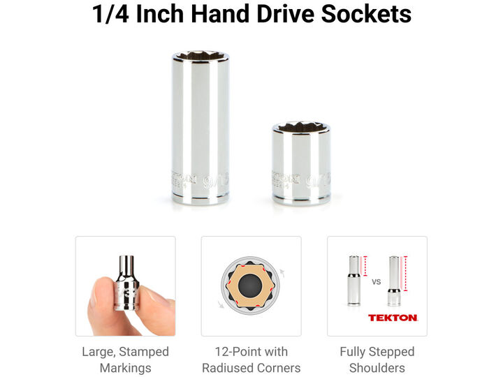 Tekton 1/4 Inch 12 Point Socket and Ratchet Set, 29 Pieces (5/32-9/16 Inch), large image number 2