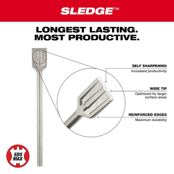 Milwaukee SDS-Max 2 in. x 15 in. Scaling Chisel, large image number 3