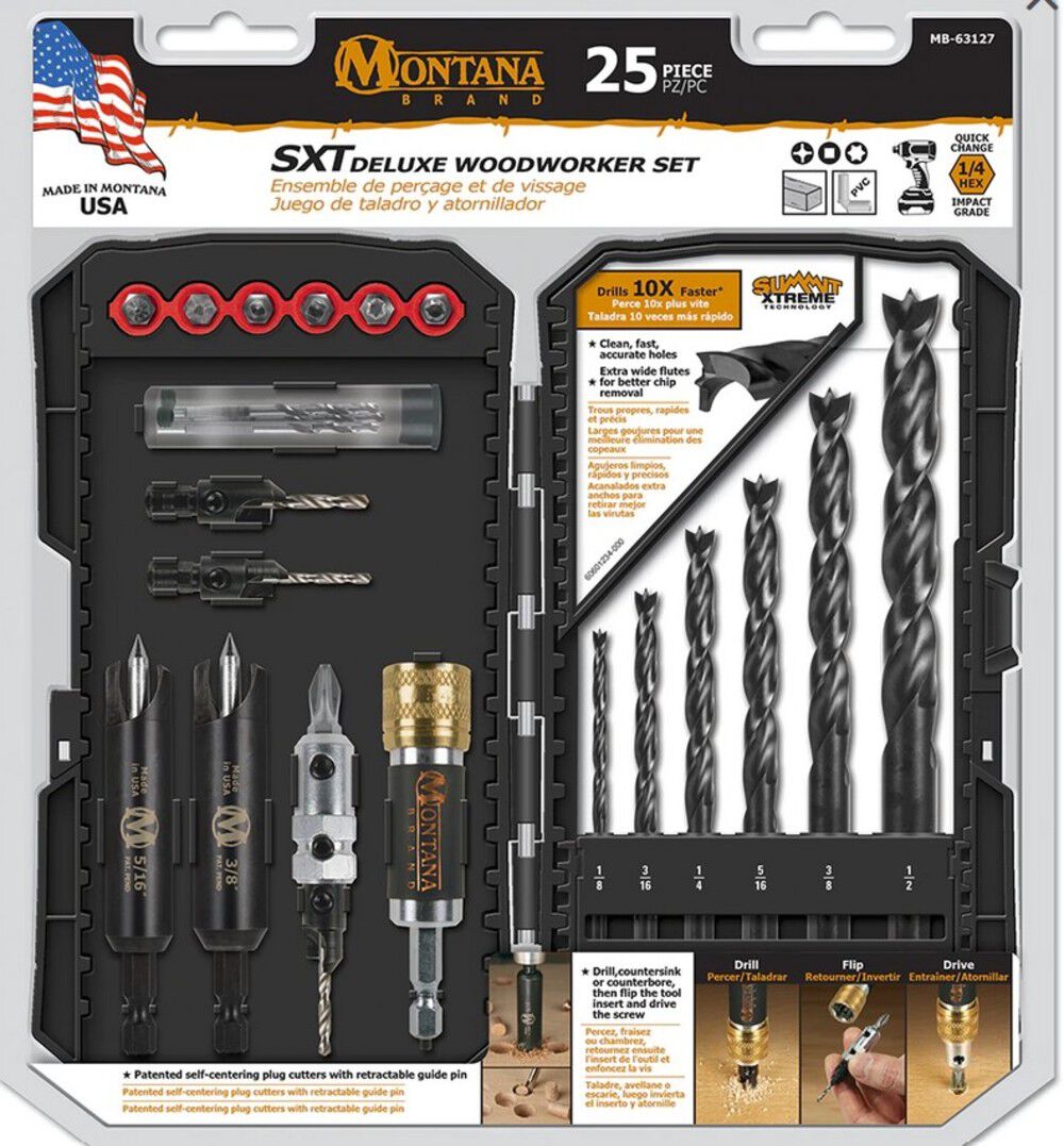Montana Brand Tools Deluxe Woodworkers Drill Bit Set 25pc MB 63127