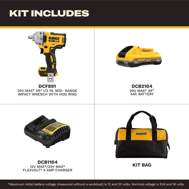 DEWALT 20V MAX XR Brushless 1/2 Inch Mid-Torque Impact Wrench Kit, large image number 2