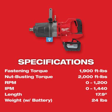 Milwaukee M18 FUEL 1 in. D-Handle High Torque Impact Wrench with ONE-KEY Kit, large image number 7