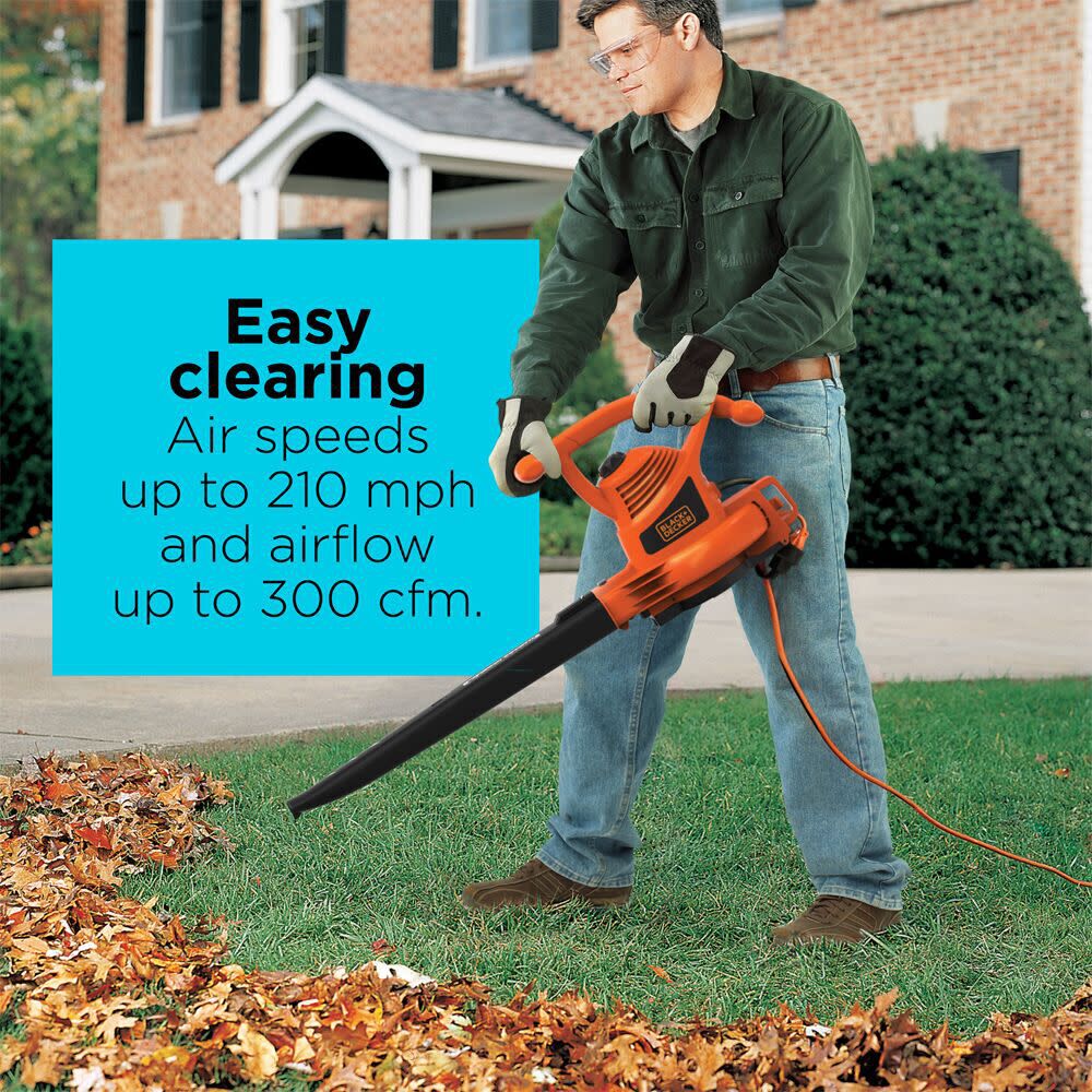 BLACK+DECKER 3-in-1 Electric Leaf Blower, Leaf Vacuum, Mulcher, 12-Amp  (BV3100)