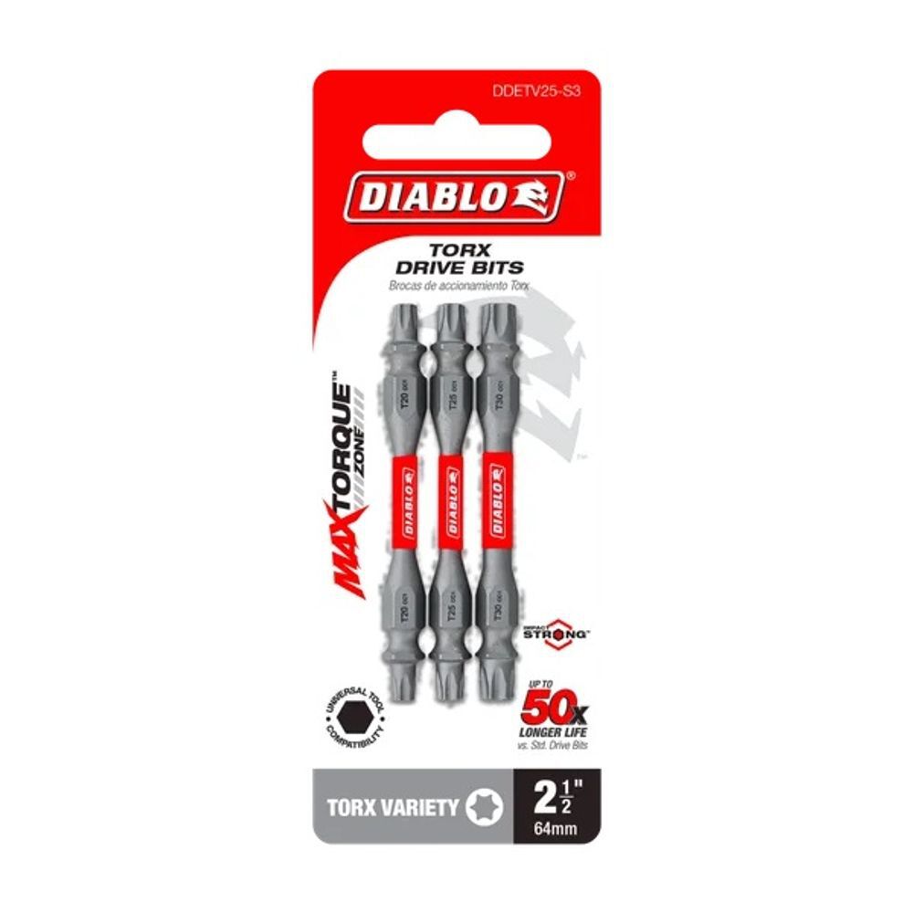 Diablo Tools 2-1/2 Inch Double-Ended Torx Drive Bit Assorted Pack, large image number 2