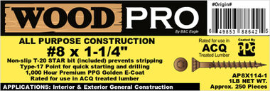 Woodpro (1LB) #8 x 1-1/4 In. All Purpose Wood Screws, large image number 1
