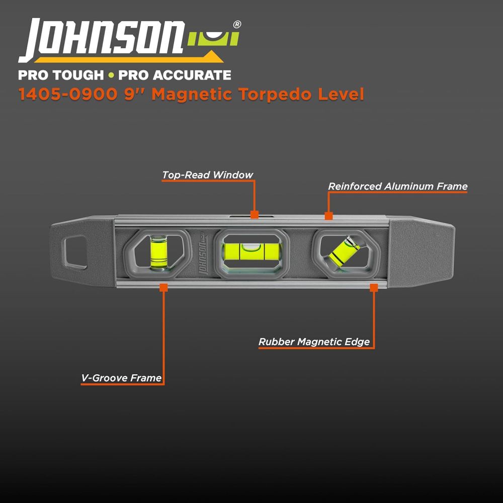 Johnson Level 9 Inch Magnetic Aluminum Torpedo Level, large image number 2