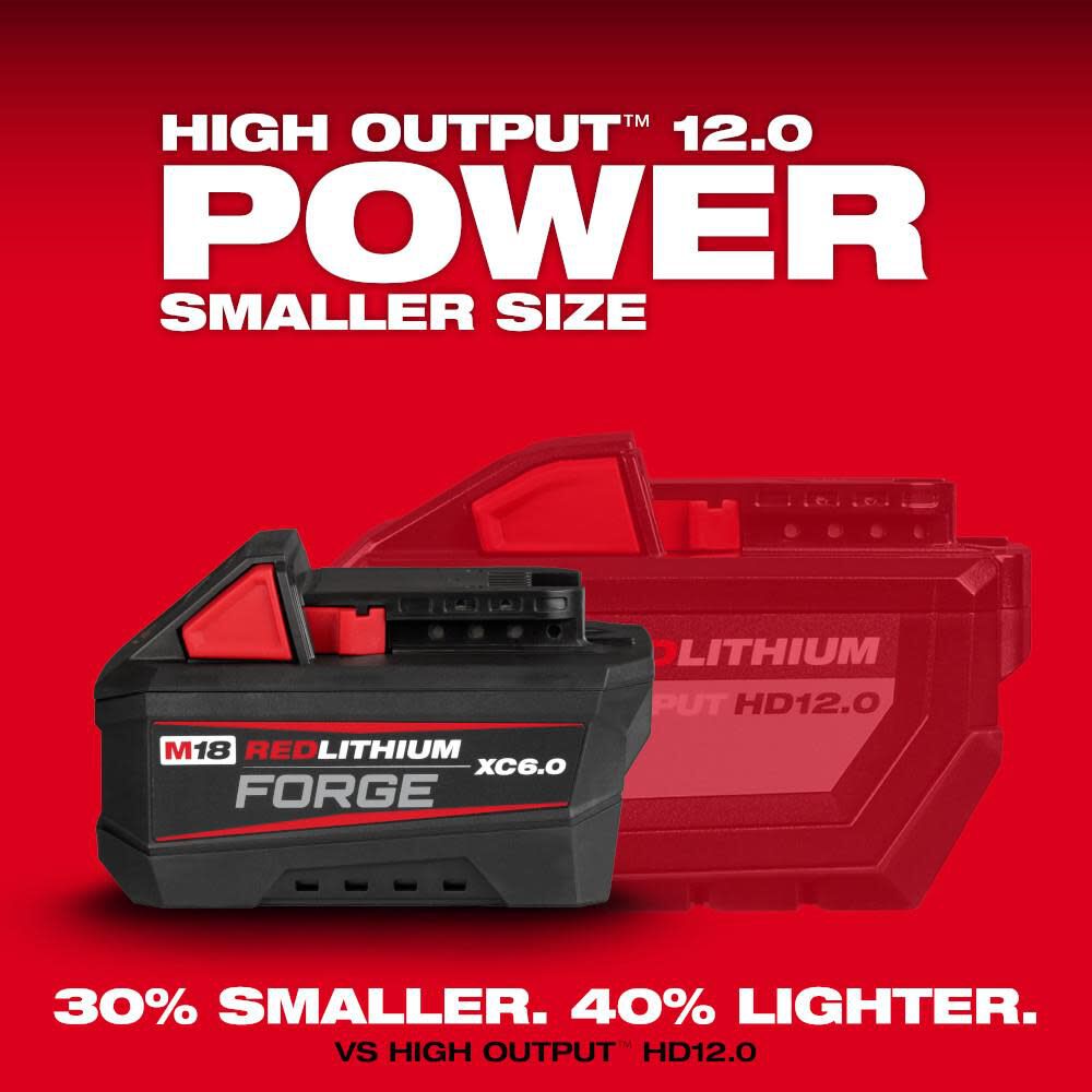 Milwaukee M18 REDLITHIUM FORGE XC6.0 Battery 2pk & Charger Kit Bundle, large image number 4