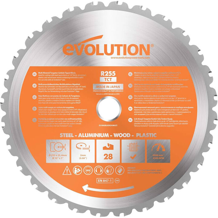 Evolution Power Tools 10 In. Multipurpose Cutting Blade for Steel Aluminum Wood and Plastics