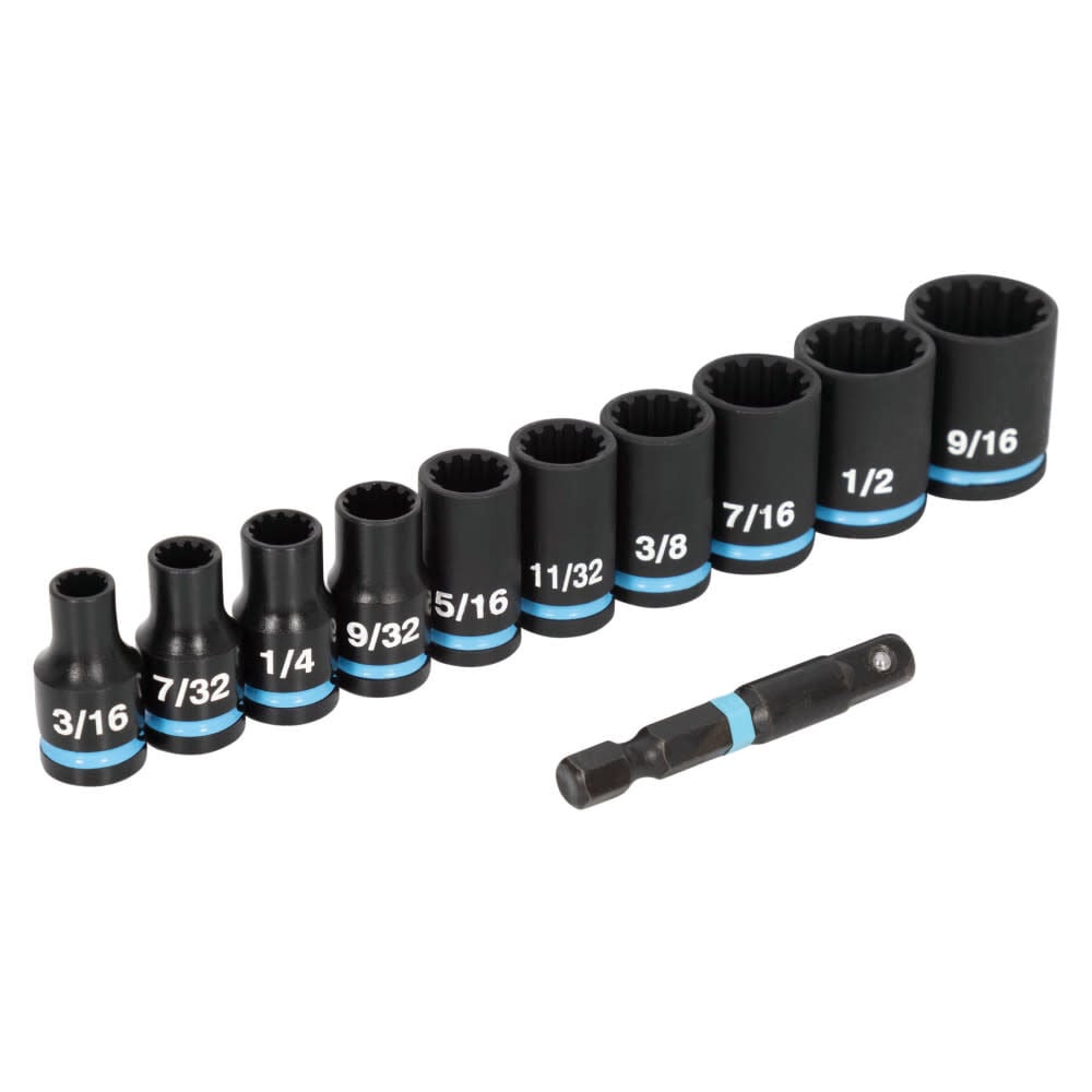 Spyder 1/4 Inch Drive SAE Shallow Impact Socket Set with Adapter, 11 Pieces, large image number 1