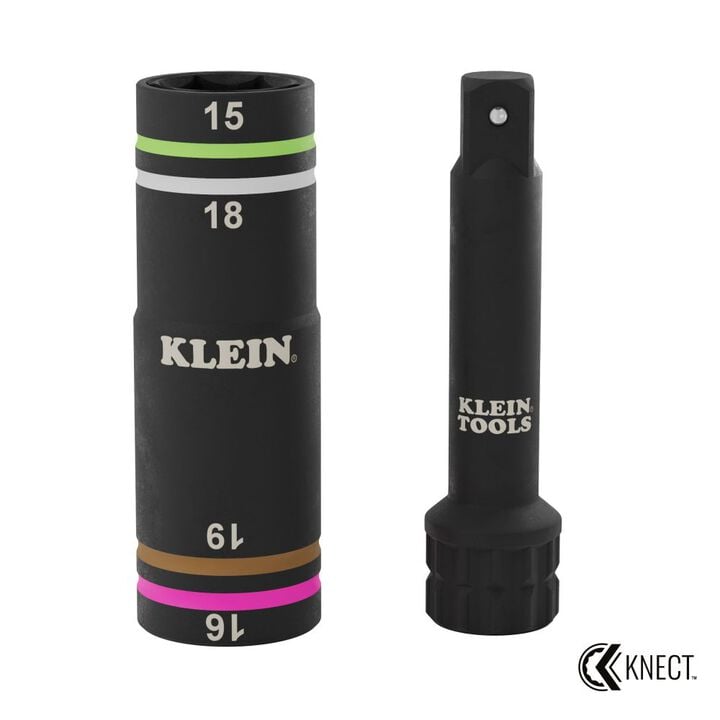 Klein Tools KNECT Quad 4 Heavy Duty Impact Flip Socket Metric 2 Pieces, large image number 0