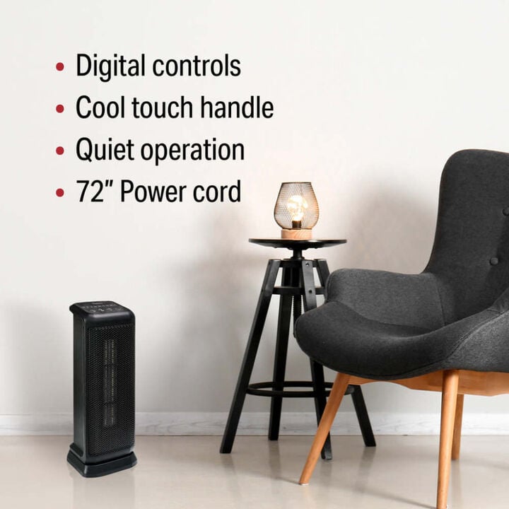 VisionAir 17 In. 750/1500W 5120 Btu 160 Sq-Ft. Ceramic Tower Heater, large image number 4