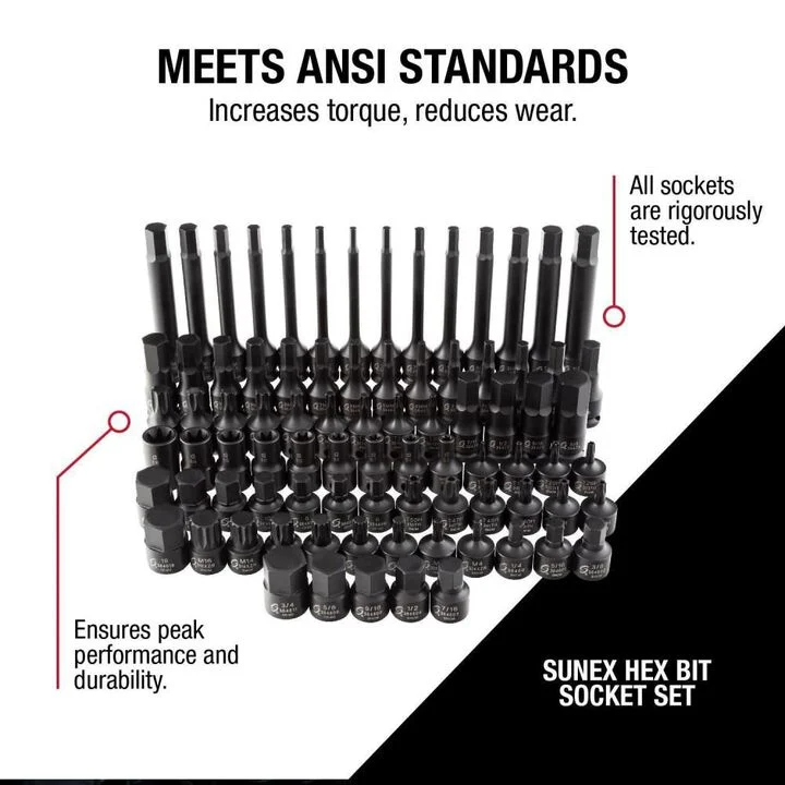 Sunex 3/8 In. Drive Master Hex Bit Impact Socket Set 84 Pc, large image number 2