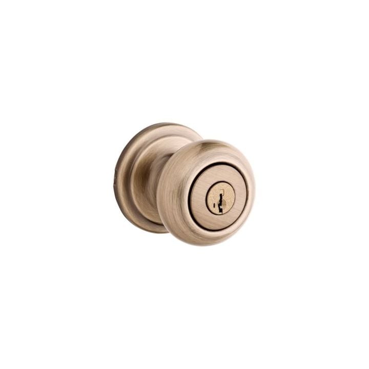 Kwikset Antique Brass Signature Series Keyed Entry Juno Door Knob, large image number 0
