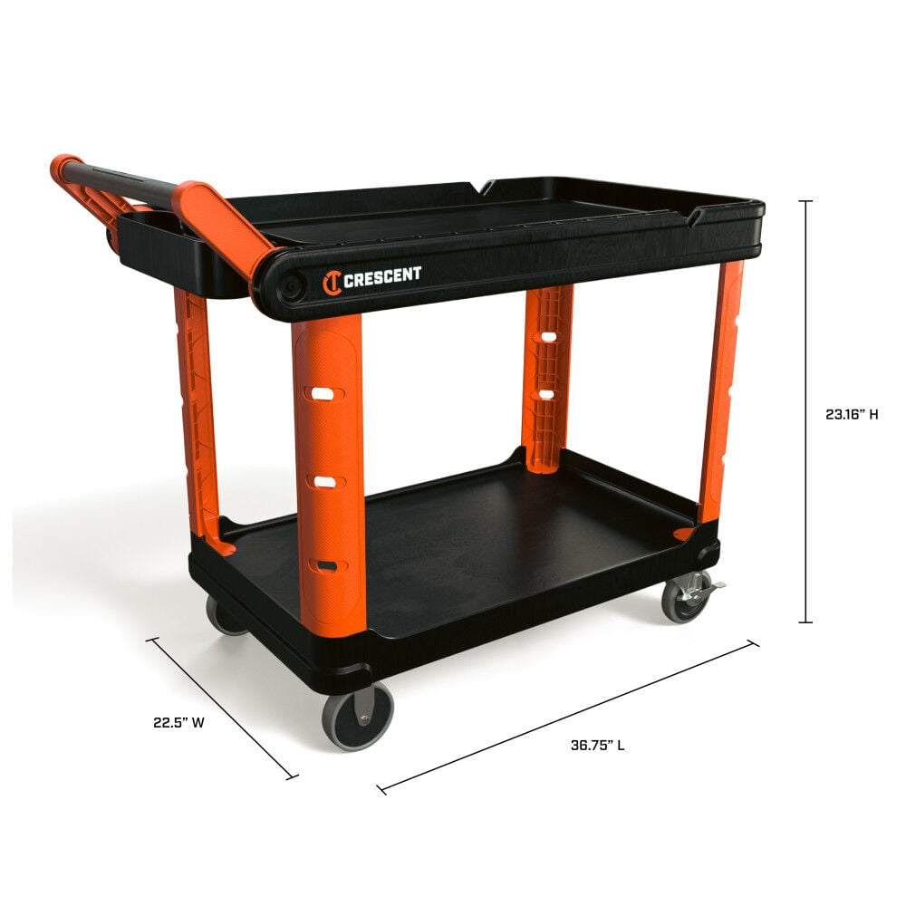 Crescent RAILWORKS 2 Shelf Industrial Utility Cart with 5 Inch Hard Casters and Mesh Single Door Lockable Storage, large image number 7