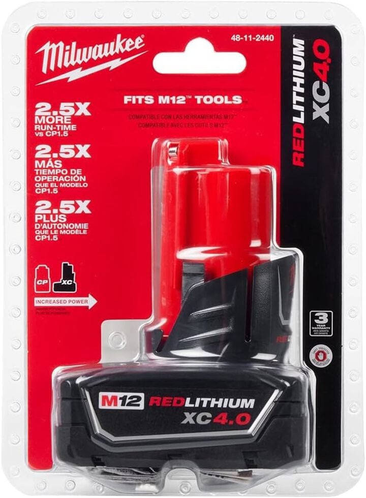 Milwaukee M12 REDLITHIUM XC 12V 4Ah Lithium Ion Power Tool Battery Pack, large image number 6