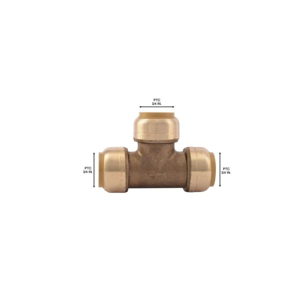 Sharkbite 3/4in x 3/4in x 3/4in Push to Connect Brass Tee, large image number 4