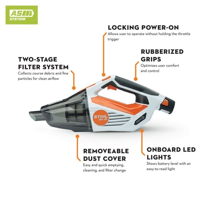 Stihl SEA 20 10.8 Volt Battery Powered Handheld Vacuum with Battery & Charger, large image number 3