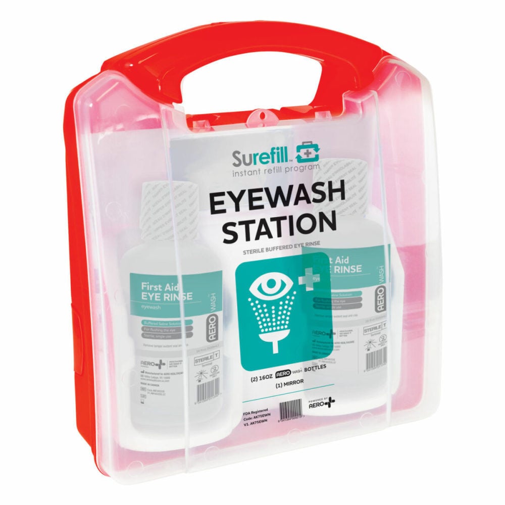 Aero Healthcare Surefill Portable All-In-One Eyewash Station Kit with Plastic Case – AK75EWN