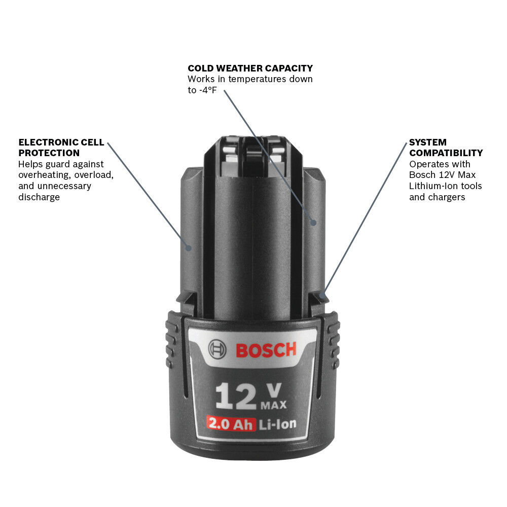 Bosch 12V Max 12V 2Ah Lithium Ion Power Tool Battery Pack, large image number 2