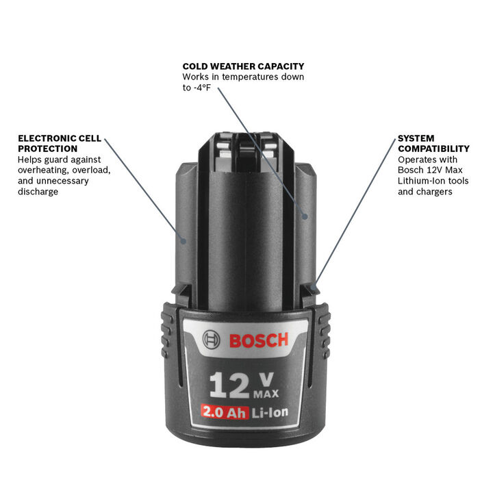 Bosch 12V Max 12V 2Ah Lithium Ion Power Tool Battery Pack, large image number 1