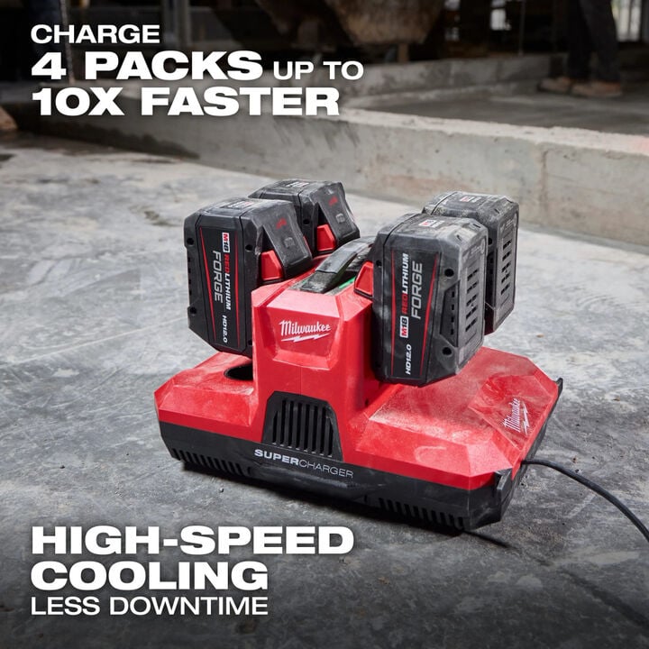 Milwaukee M18 and M12 4-Bay Super Charger with PACKOUT Compatibility, Two M18 REDLITHIUM XC 18V 5Ah Battery Packs, & Two M12 REDLITHIUM CP2.0 Batteries Bundle, large image number 3