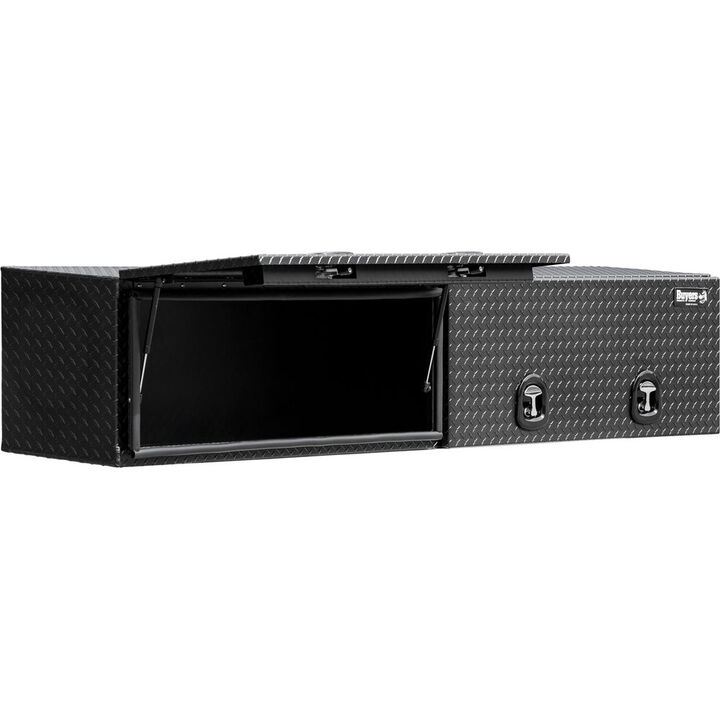Buyers Products Company 18x16x96 Textured Matte Black Diamond Tread Aluminum Topsider Truck Box with Flip-Up Door, large image number 1