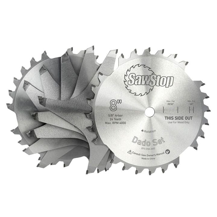 Sawstop 8 Inch x 5/8 Inch 6000 RPM Premium Dado Set with Systainer Case, large image number 1