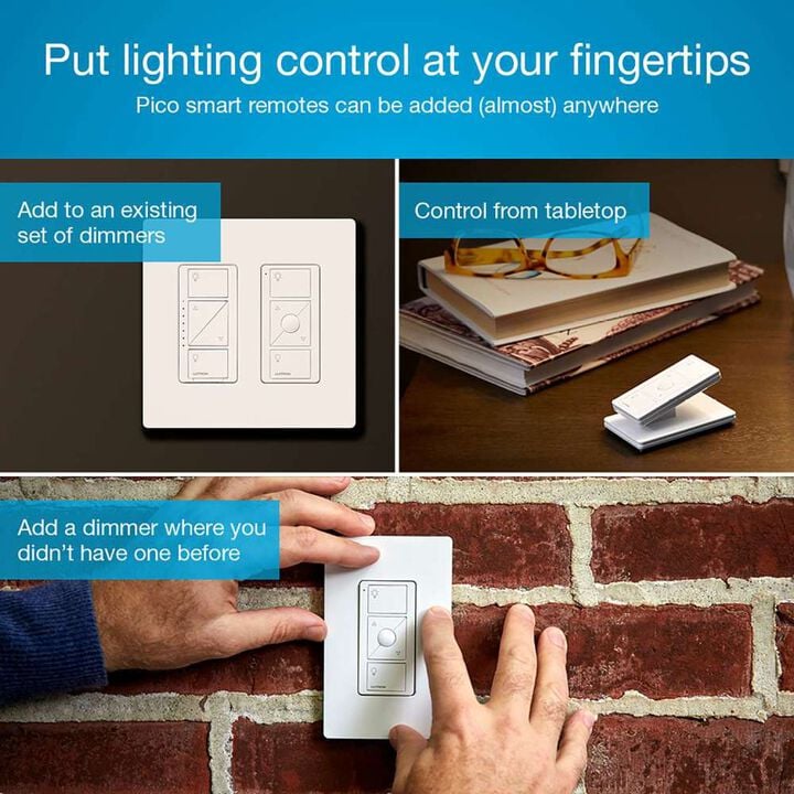 Lutron Pico 120V Gloss White Wireless Dimmer Switch & Receptacle, large image number 4