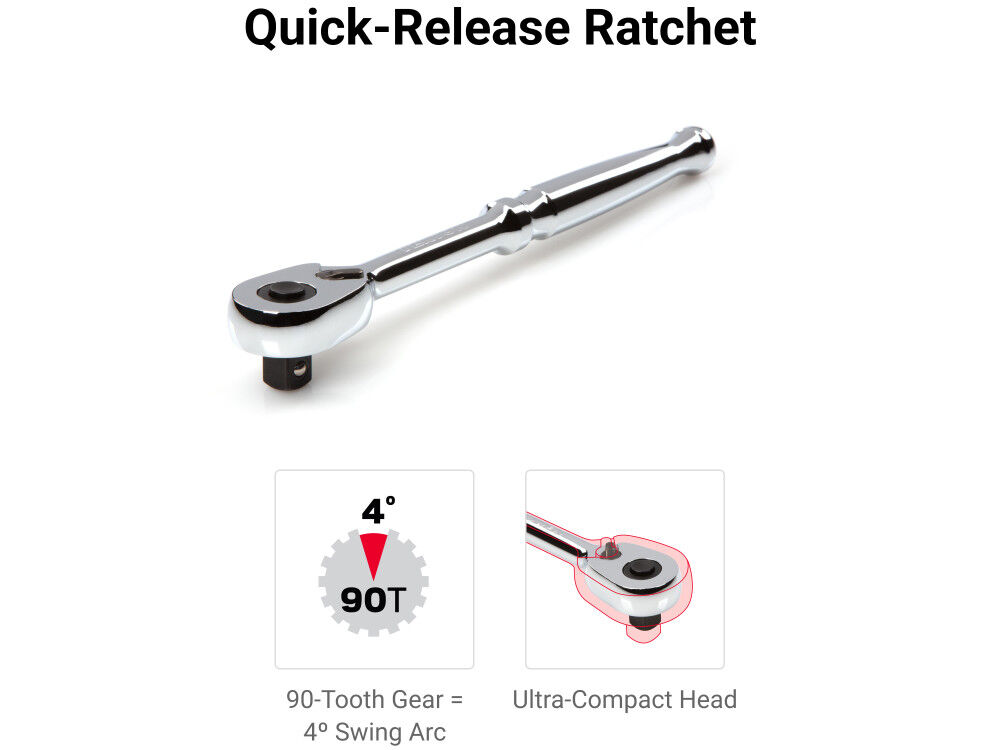 Tekton 1/4 Inch 6 Point Socket and Ratchet Set, 35 Pieces (4-15 mm), large image number 4