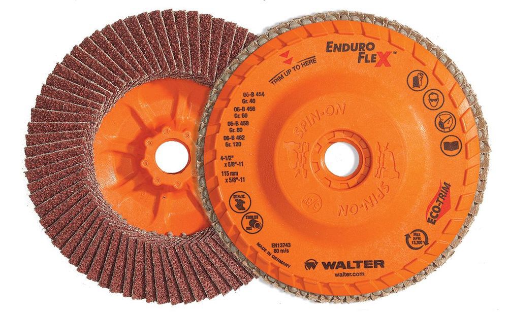 Walter 4-1/2 Inch Enduro Flex Flap Disc, 60 Grit, 7/8 Inch Arbor, 10 Pack, large image number 2